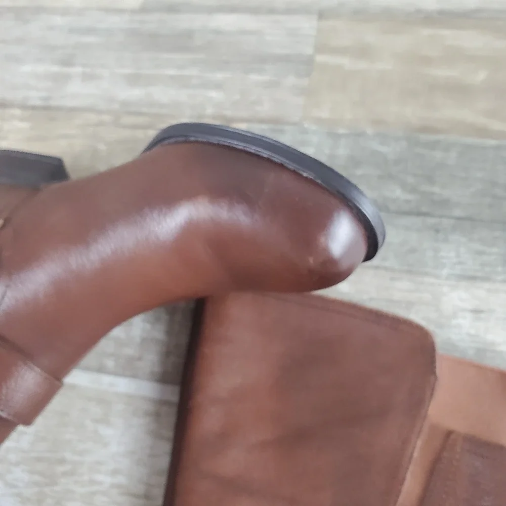 Naturalizer‎ Jaya Womens Knee High Boots Sz 7 W Brown Leather Side Zip Round Toe